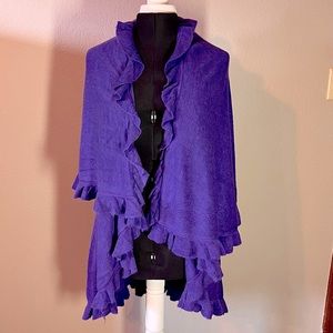 NWT Two layered Purple Ruffled Shawl - One Size Fits Most
